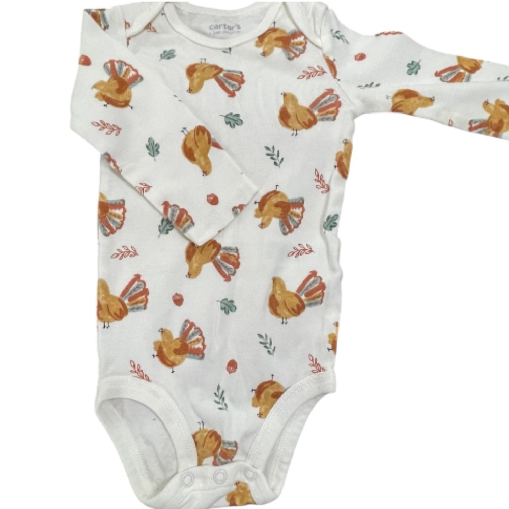 Carter's Cream and Tan Turkey Print Bodysuit Set - Picture 3 of 12